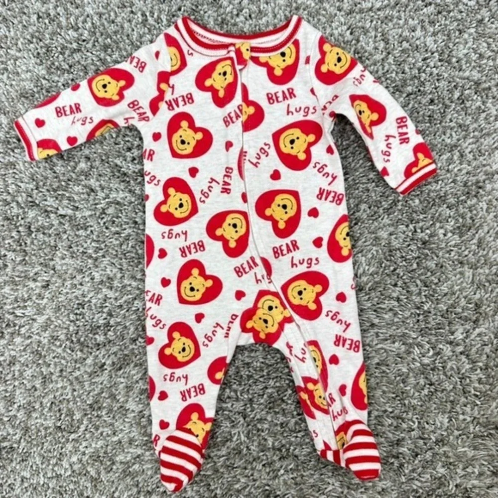 Disney Baby Girl‎ Bundle Newborn Romper Footed Winnie the Pooh Minnie Mouse Set